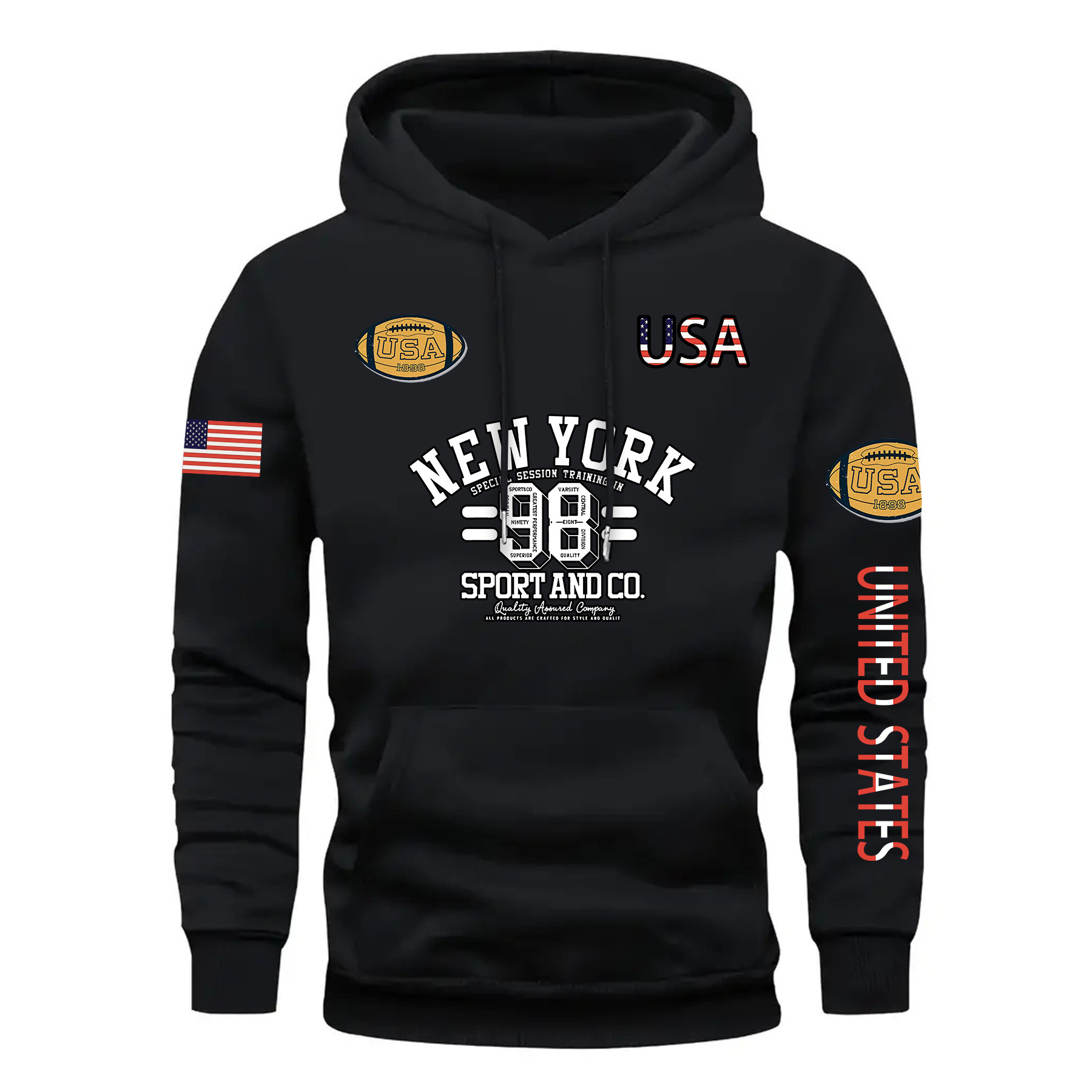 

Kourrter Vintage-inspired New 88 Print Hoodie - Casual Pullover With Kangaroo Pocket, Polyester , Machine Washable - Fall/winter, Couple's, Sports Letters