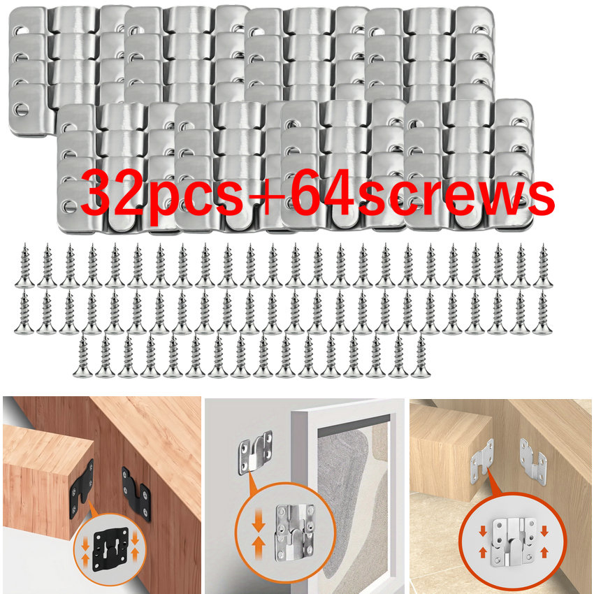 TEMU ขายึดผนังสแตนเลสหุ้มโคร่งพิเศษ ปะทะการ์ Móc จอบ & Z-Clip - วัสดุโลหะชำรูด, ฮาร์ดแวร์ติดตั้งปลอดภัยในชุด สำหรับชั้นวางรูปถ่าย, Shelving Units