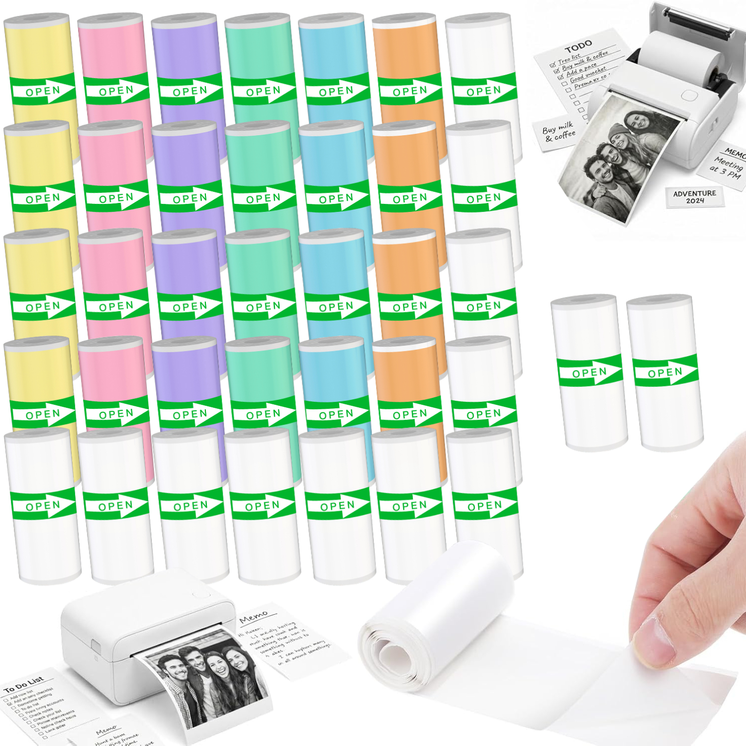 37-sheet Pack Of Mini Thermal Labels; Self-adhesive Thermal Paper Designed For Pocket-sized, Ink-free Portable Printers; Ideal For Printing Photos, Lists, And Notes