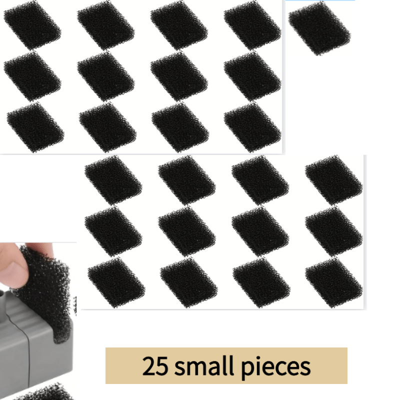 TEMU Lot de 25 petites cartouches de filtre de rechange noires pour fontaine à eau pour animaux de compagnie, filtres à mousse de rechange pour