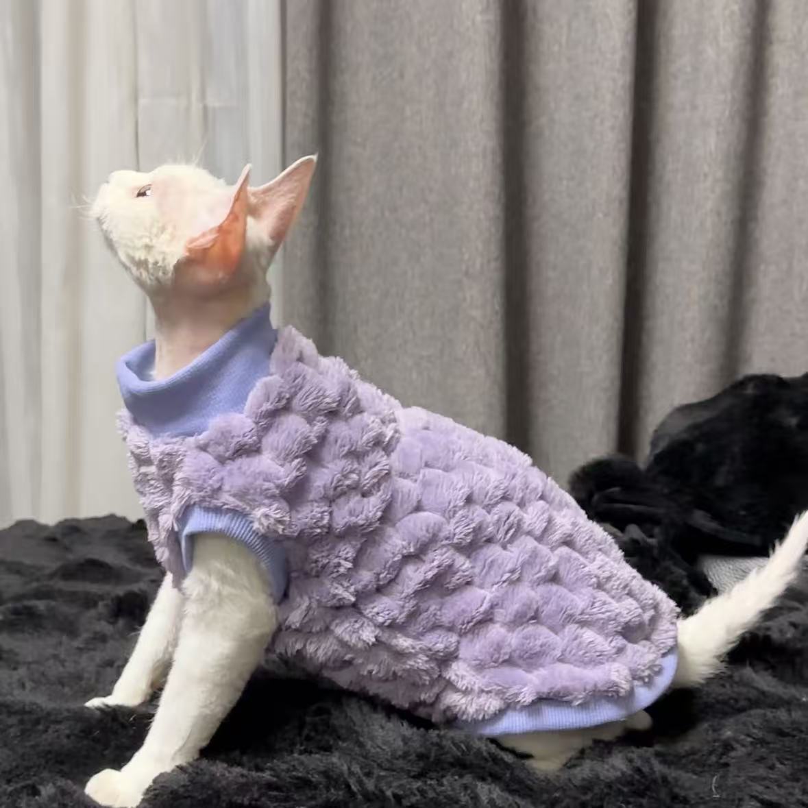 TEMU Vestito Invernale per Senza Pelo in Velluto Corallo, a per Sphynx, Costume per Cuccioli, Accessori per Animali Domestici Gatitos