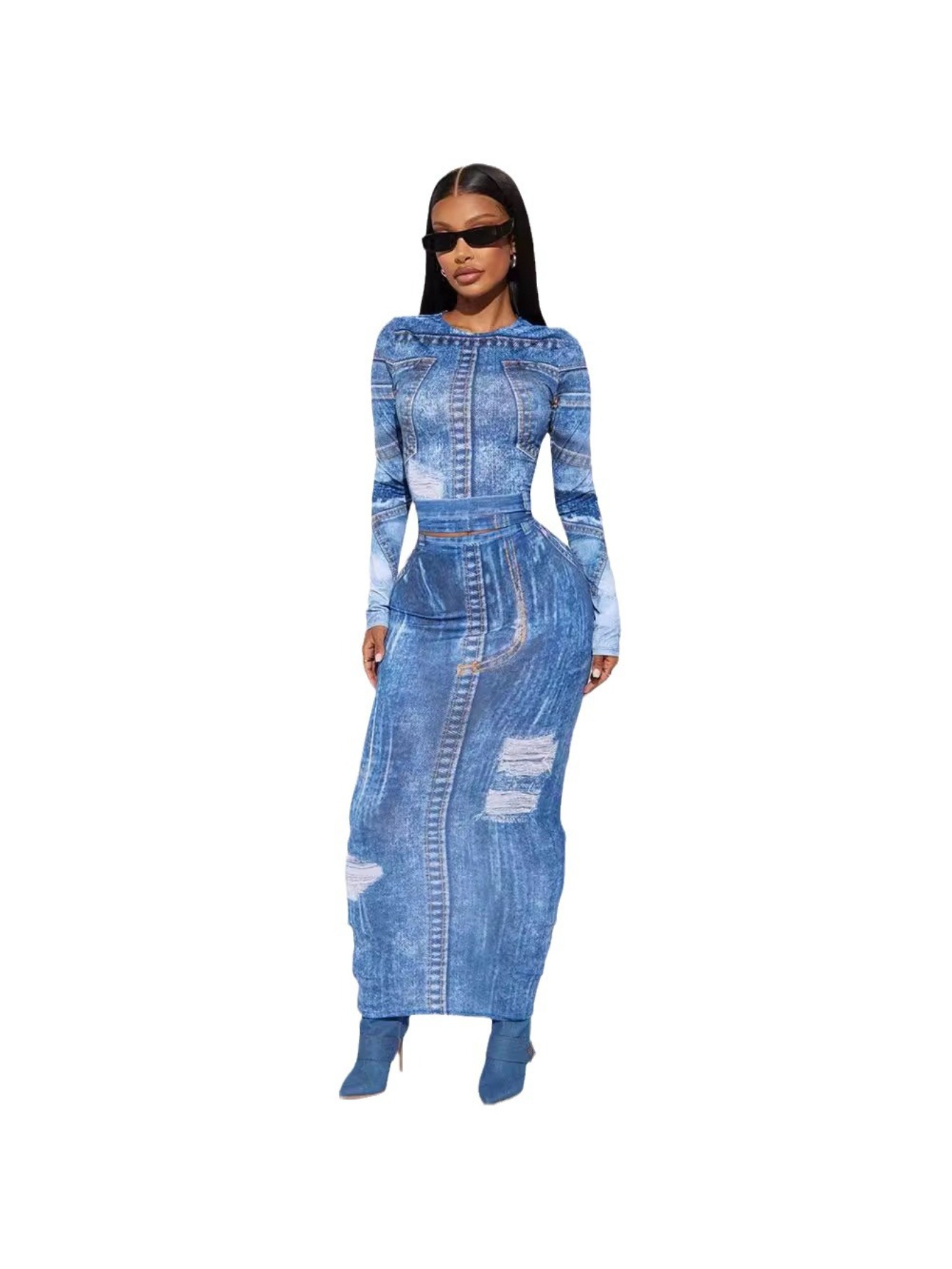 white christmas dresses Davidson Denim Maxi Dress - Women's Denim Dress main image 0