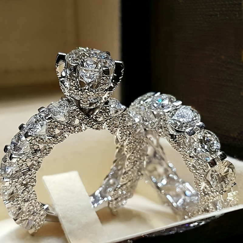 1 Pair Of Ring Set, With Niche High-end Feel, Light Luxury, Layered Ring Fashion, Easy And Versatile Temperament, Proposal Engagement Ring, Daily Commuting Wear, Party, Holiday Gift