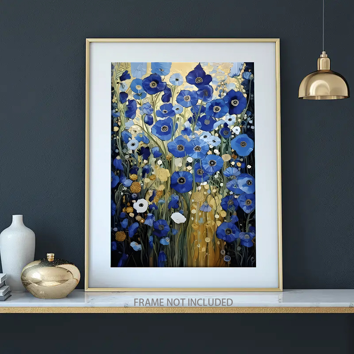 商品名】2d フレームなしのキャンバスアート。 ・クリムトの「青い花