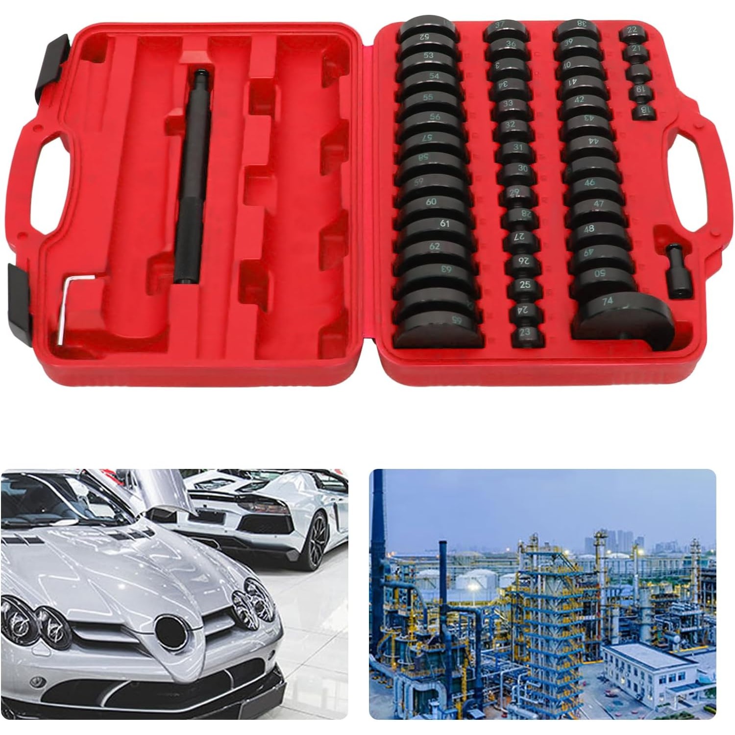TEMU Kit di utensili per cuscinetti ruota da 51 TLG, utensili a pressa per cuscinetti, disco di montaggio per macchina per radio, kit di utensili a