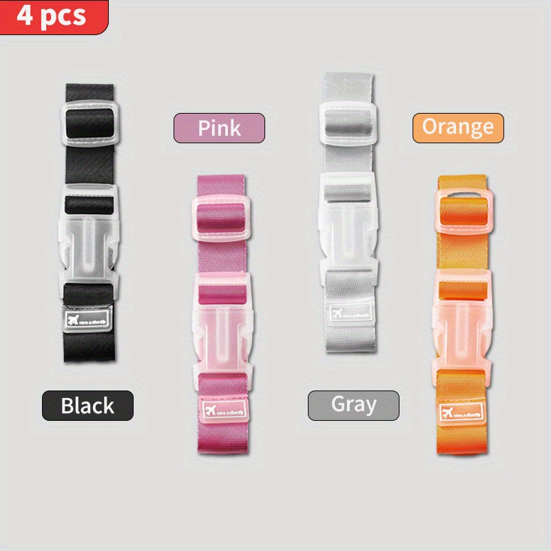 TEMU 4pcs, Travel Suitcase Luggage Strap, Adjustable Length Portable Luggage Strap, Suitable For Carry-on Luggage Bags, Travel Luggage Bags, Trolley