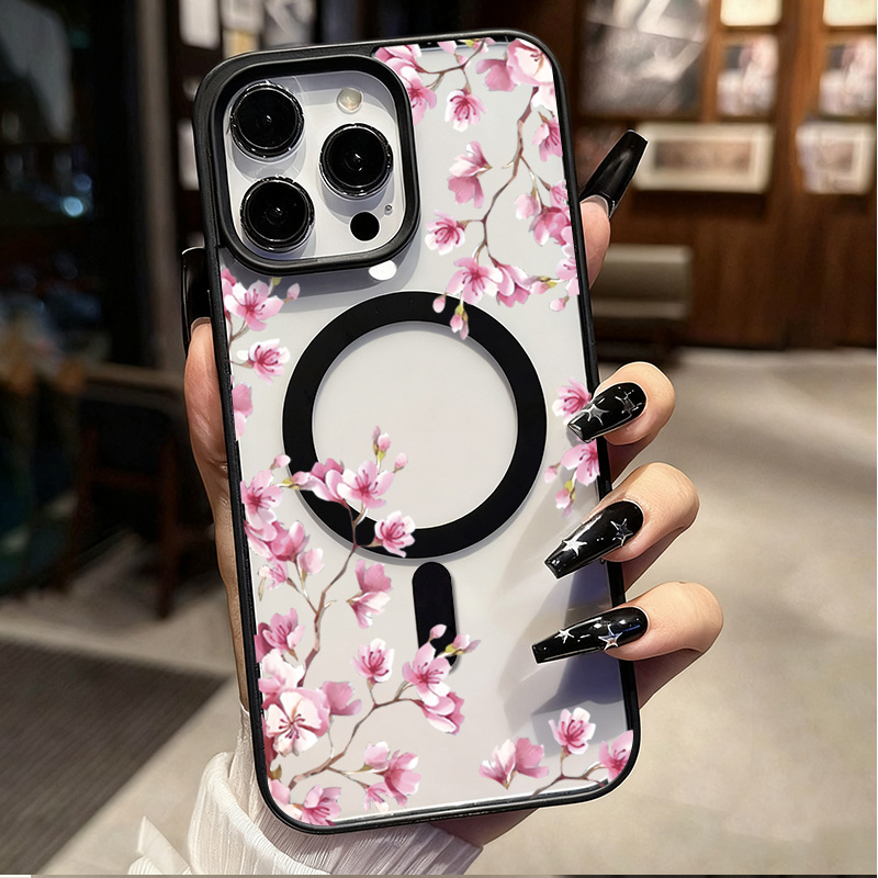 Phone Case: Elegant Plum Blossom Flower Pattern Magnetic Wireless Charging Phone Case for Samsung for Galaxy S26 Urtla S26 S25 Plus S24 S23 FE S36 Ultra Shockproof Cover