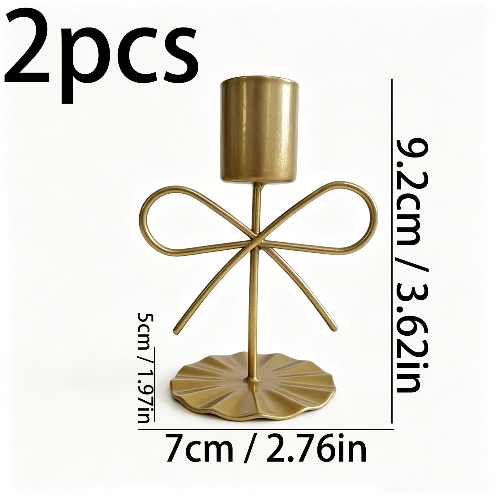 TEMU 2pcs Wrought Iron Candle Holder Base, Christmas Bow Base Single-head Metal Candle Ornament, Tabletop Candlelight Decoration For Dining Table