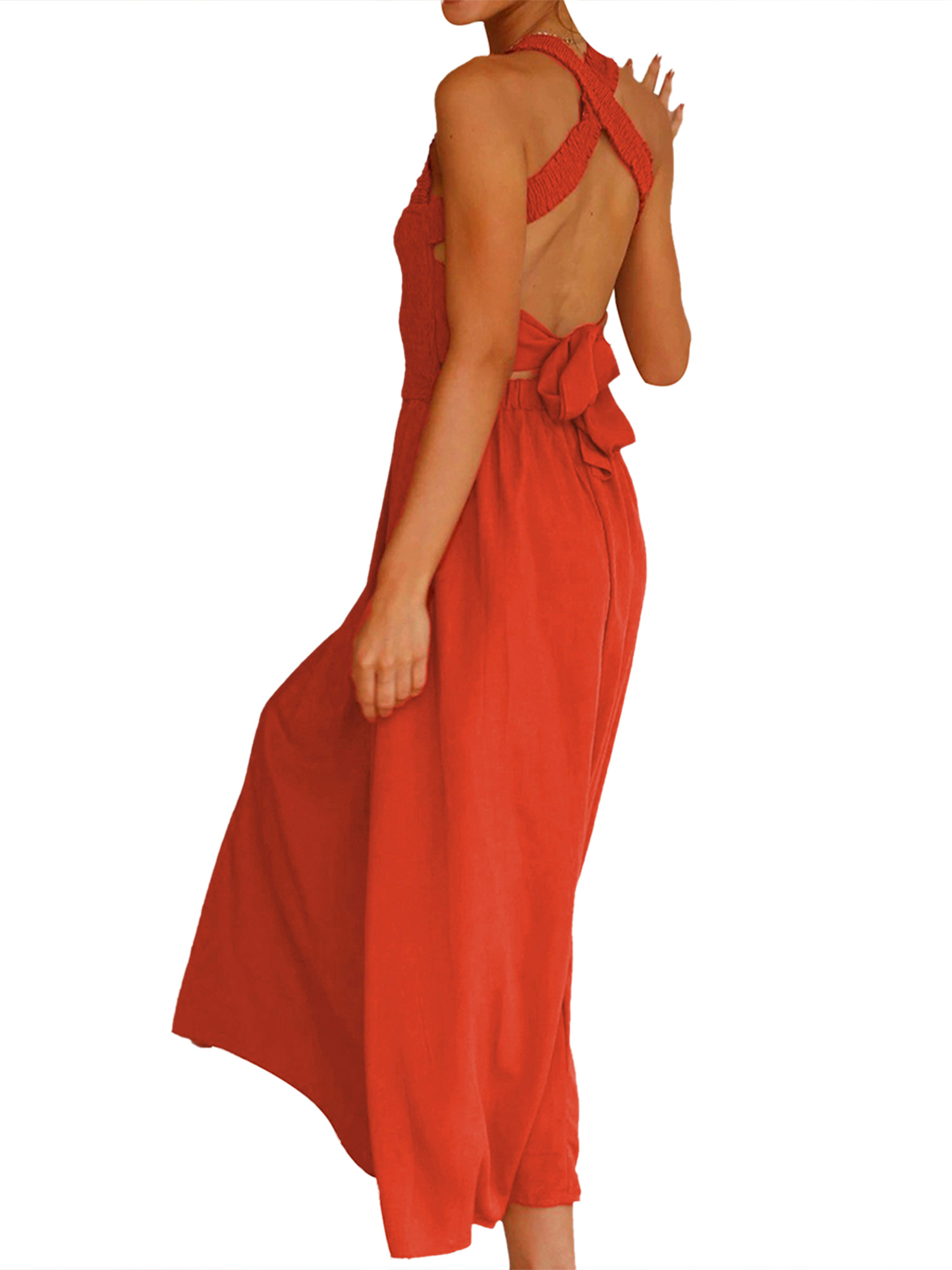 women's solid color backless cami dress Women's Solid Color Backless Cami Dress – SheCurve main image 1