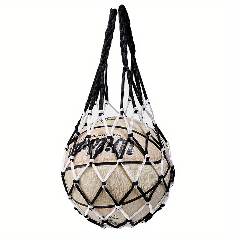 Image of 1pc Basketball Net Bag Thick Woven Net Bag Basketball Storage Ball Basket Large Capacity Soccer Net Bag Durable Nylon Training Net Bag - Mixed Color Ball Kick Net With Rope For Practice And Exercisin
