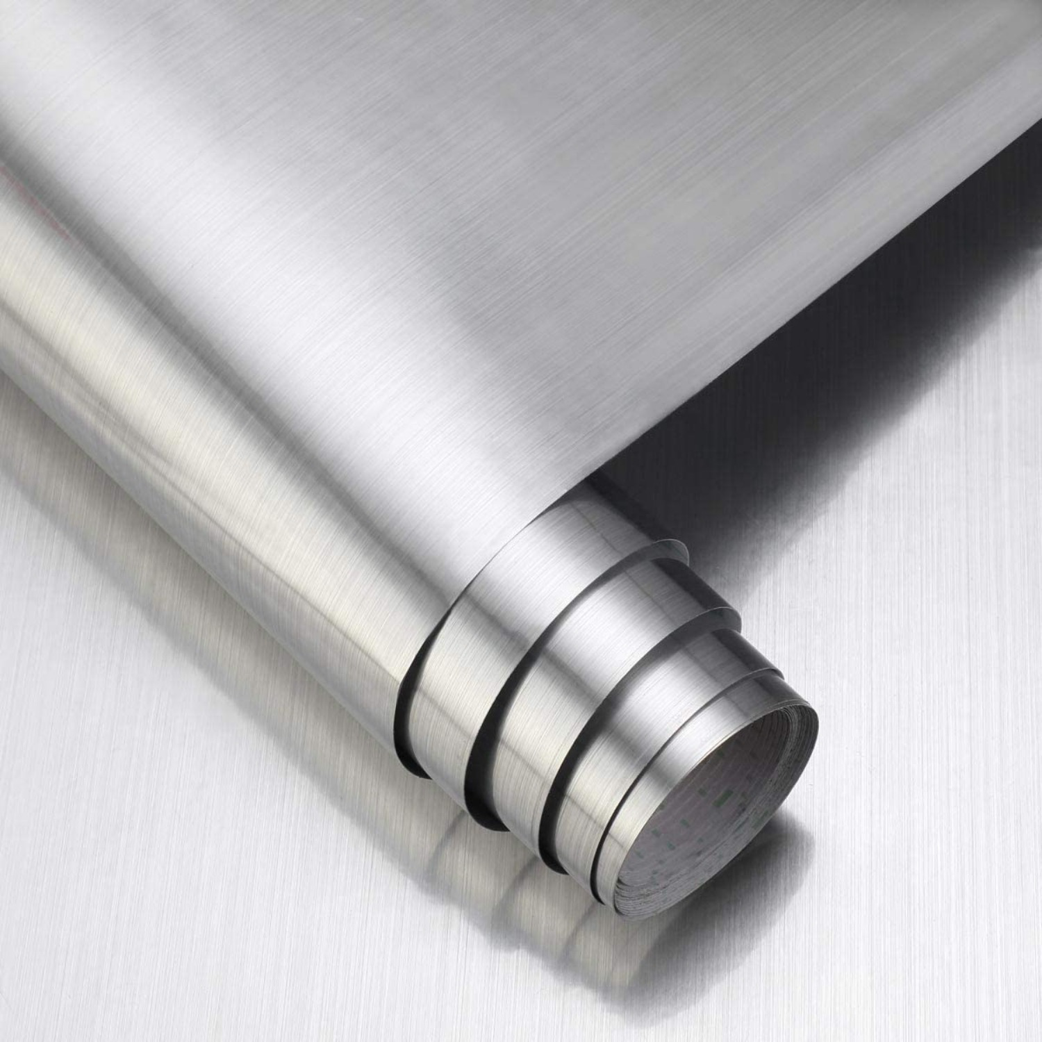 1set 60cm*500cm Adhesive Film Stainless Steel Brushed Self Adhesive Wallpaper Silvery Metal Foil
