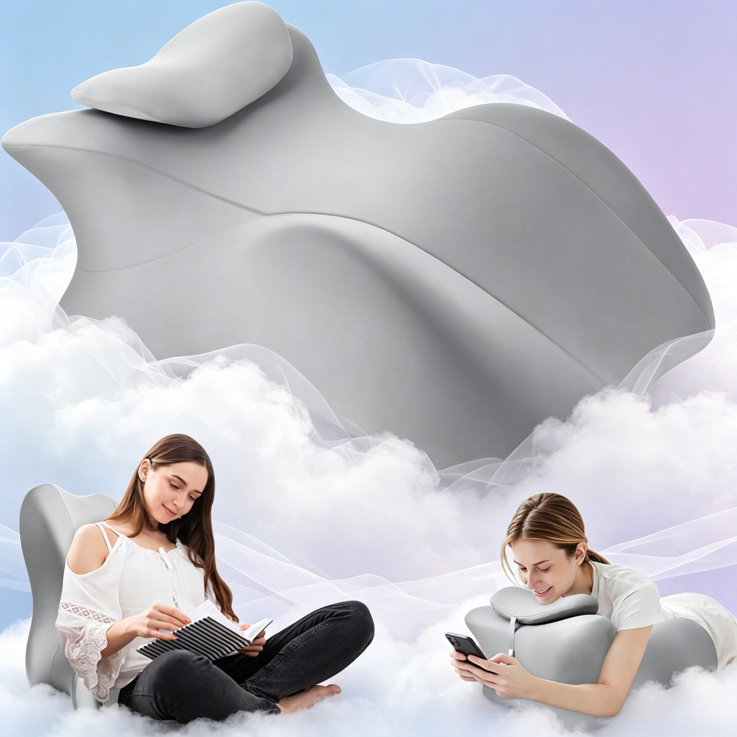 Ergonomic Wedge Pillow For Adults - Prone Pillow For Bed Sleeping, Reading, Ergonomic Cushion For Back Support, Sitting Up, With Removable Cover