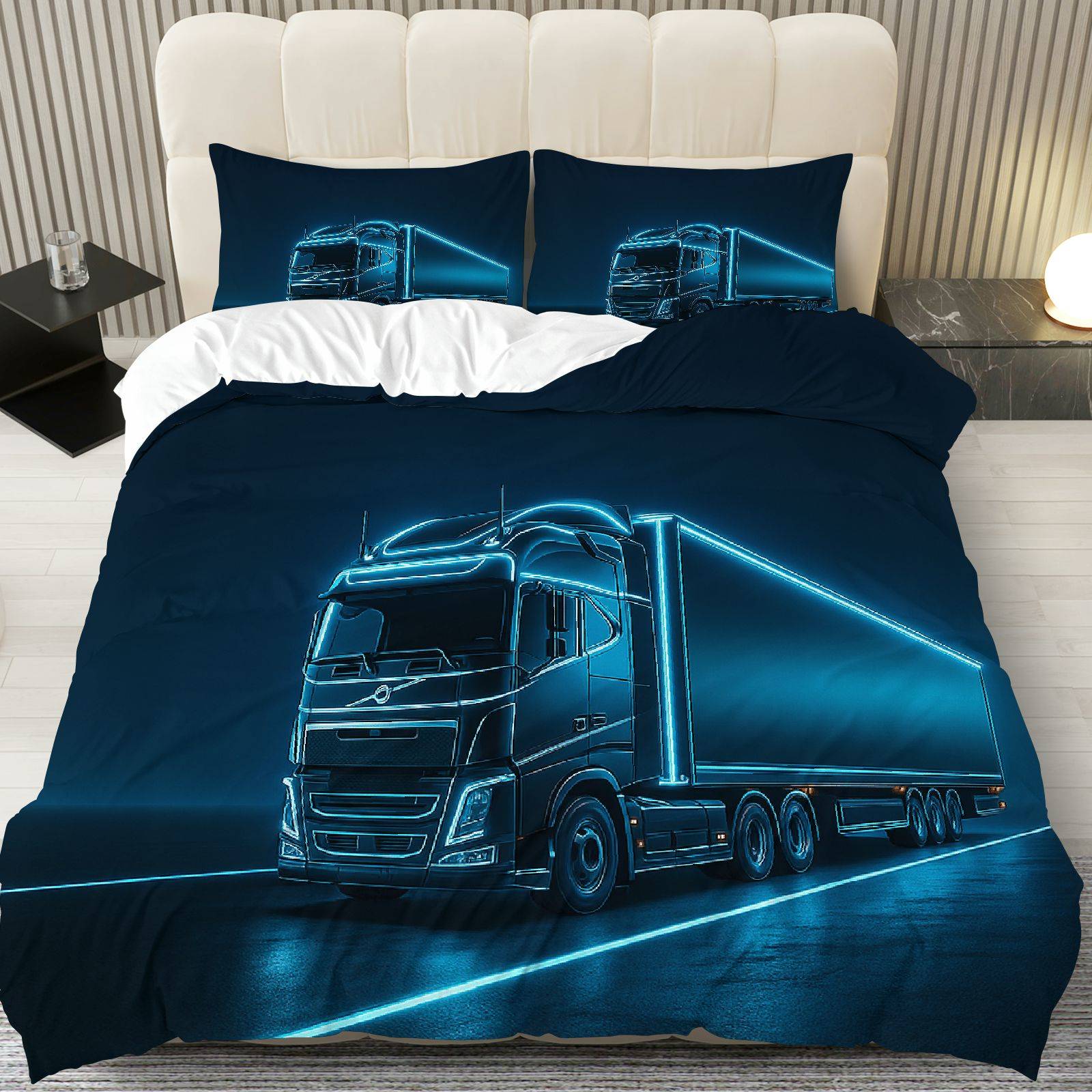 TEMU 3pcs Bedding Including 1 Duvet And 2 Pillowcases (filler Not Included), Featuring A Modern And Sleek Truck , Perfect For Christmas. This