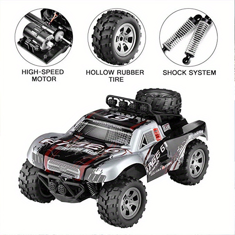 KYAMRC1:18 MPH High-Speed Off-Road RC Car - 2.4G Short Car Racing Climbing Vehicle, 4-Wheel Off-Road Design, USB Rechargeable, 4 Colors (Red/Green/Blue/White) for Outdoor Adventures, Adventure Gear, Durable Plastic Body