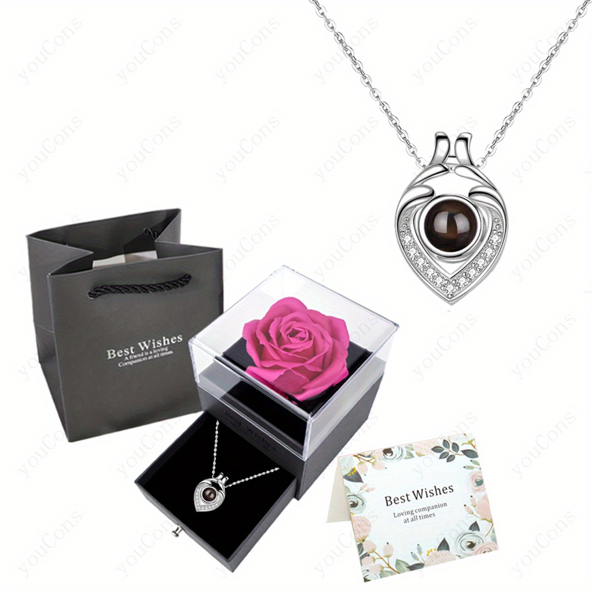 Women's "I Love You" in 100 Languages Projection Pendant Necklace