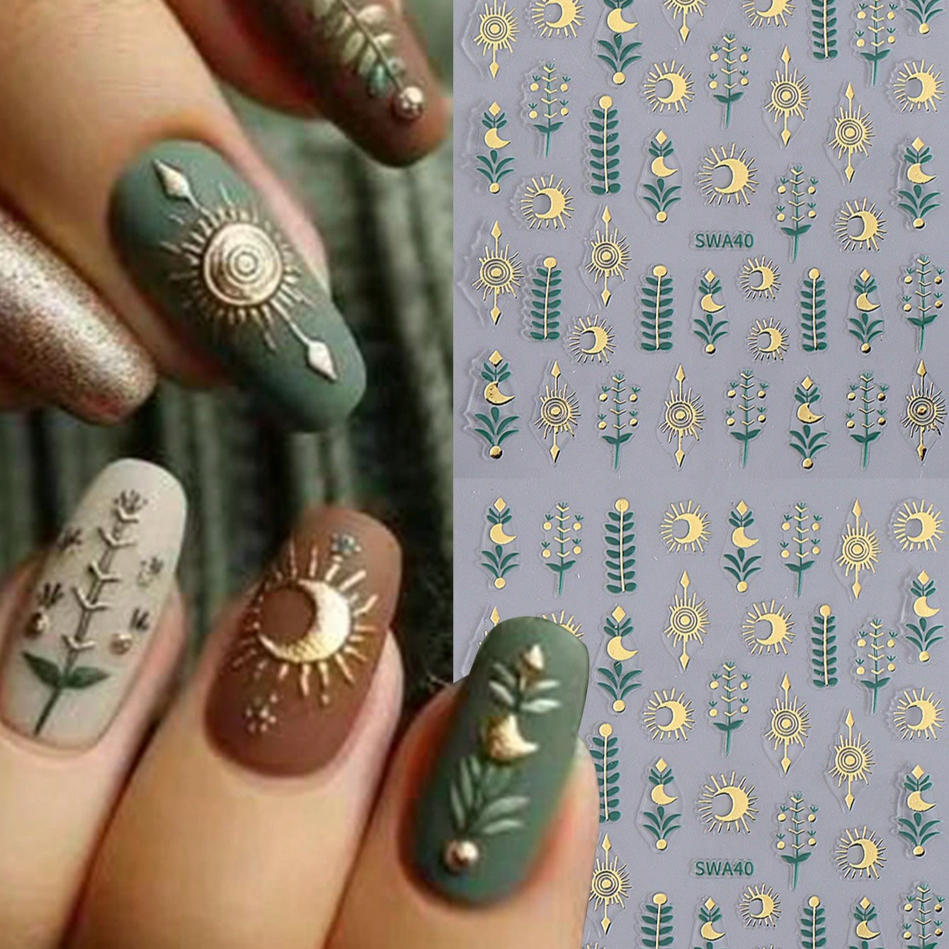 1pc Shiny 3d Nail Stickers Suitable For - Bronzing Of Golemiases Decals | Plastic Temporary Manicure For Christmas, Parties, Weddings | Apply, No Removal, Sparkling Nail Art Decoration