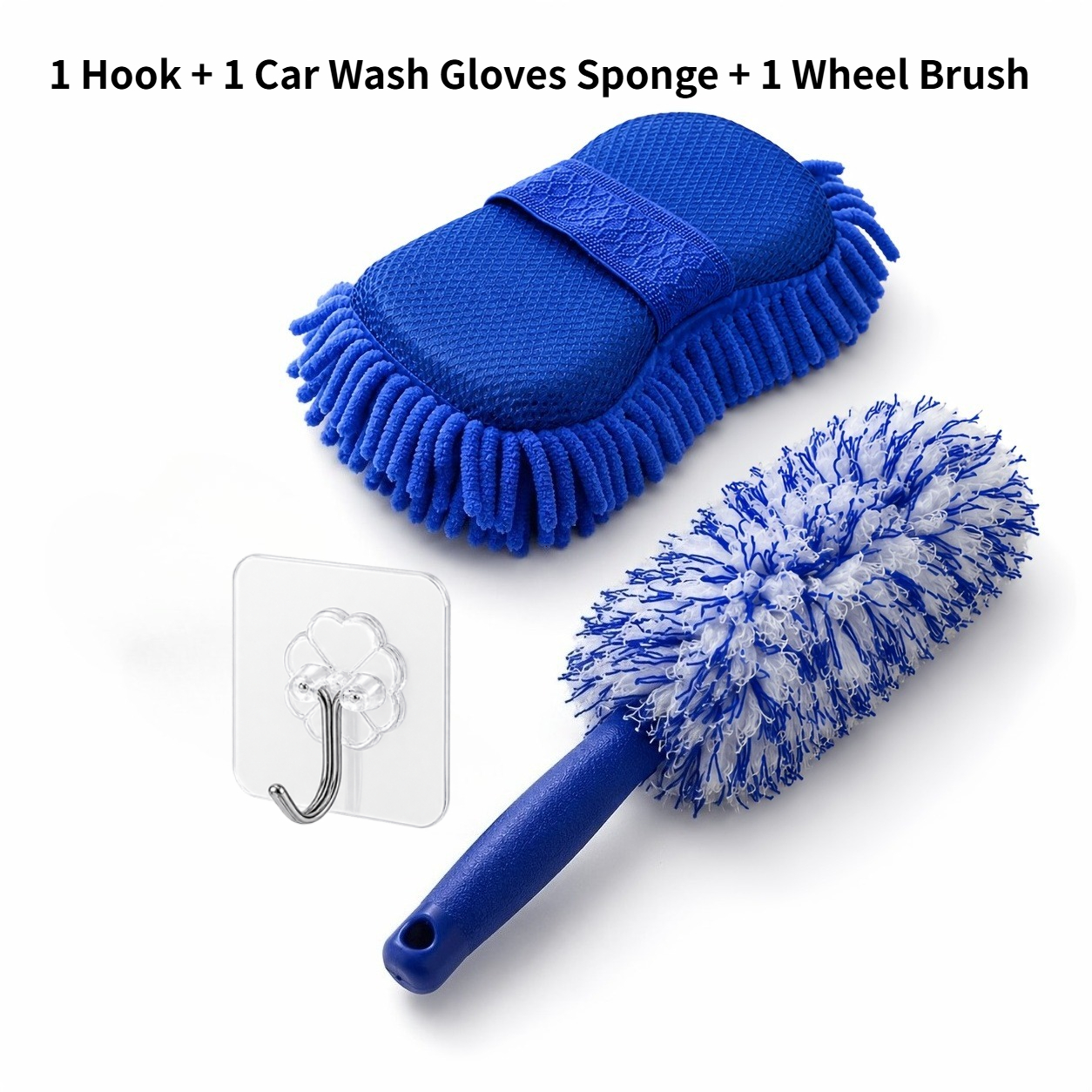 TEMU 3pcs Car Cleaning Kit, Suitable For Home Cleaning. Chenille And Highly Absorbent Sponge Do Not Scratch Paint, Wheel Brushes Deep Into Crevices