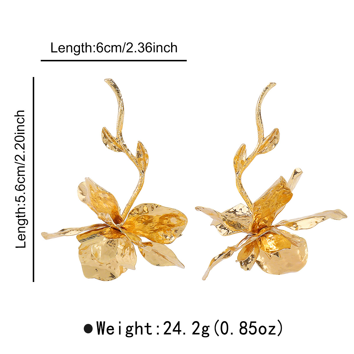 1 Pair Of Fashion Temperament Style Earrings For Women Creative Metal Floral Earrings Leaf High-end Earrings Party Banquet Holiday Gifts