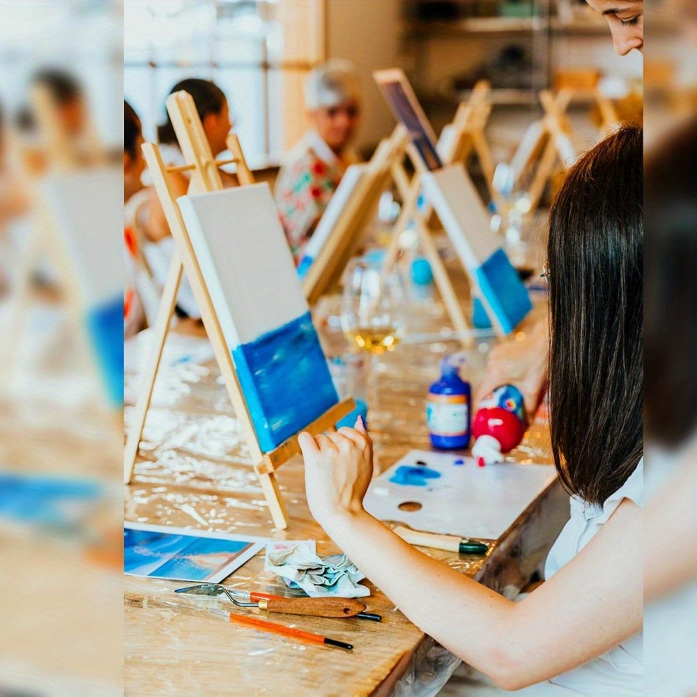 5 pack wooden easels sturdy portable lightweight tripod design for kids art classes painting parties school home crafts durable easel stands for canvas photo displays sign holders