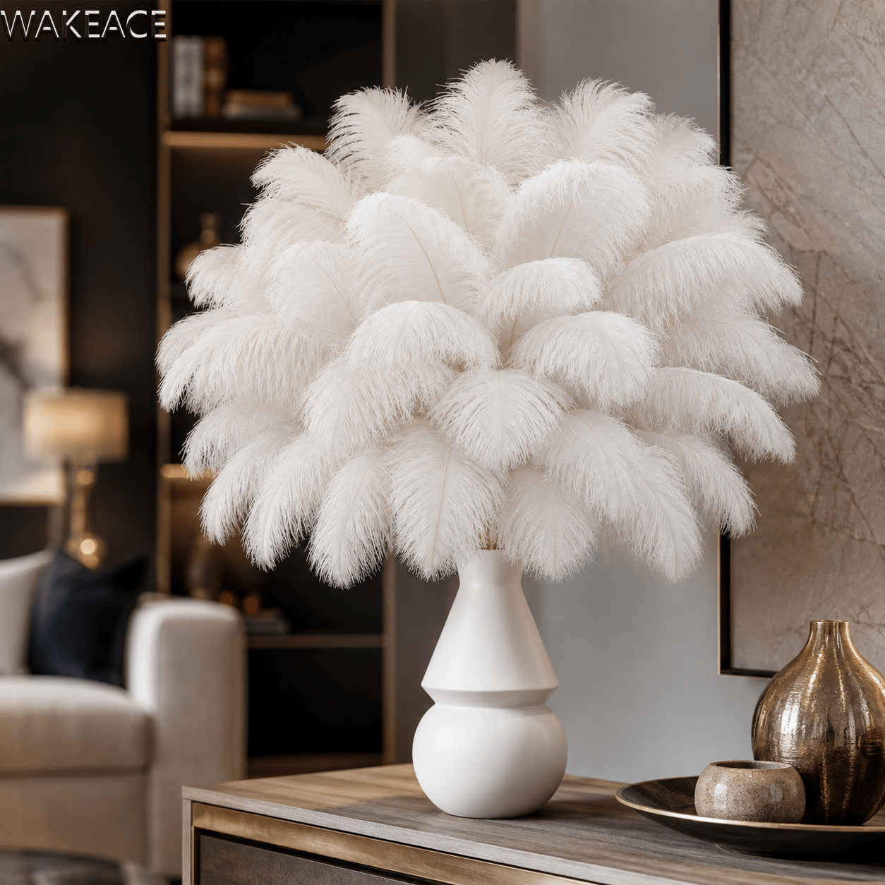 Wakeace 31pcs Pack White Artificial Ostrich Feathers - 6-8 Inch Loose Fluffy Suitable For Diy Crafts, Wedding Decorations, Centerpieces, Costume, Home Decor With Realistic Poultry Feathers