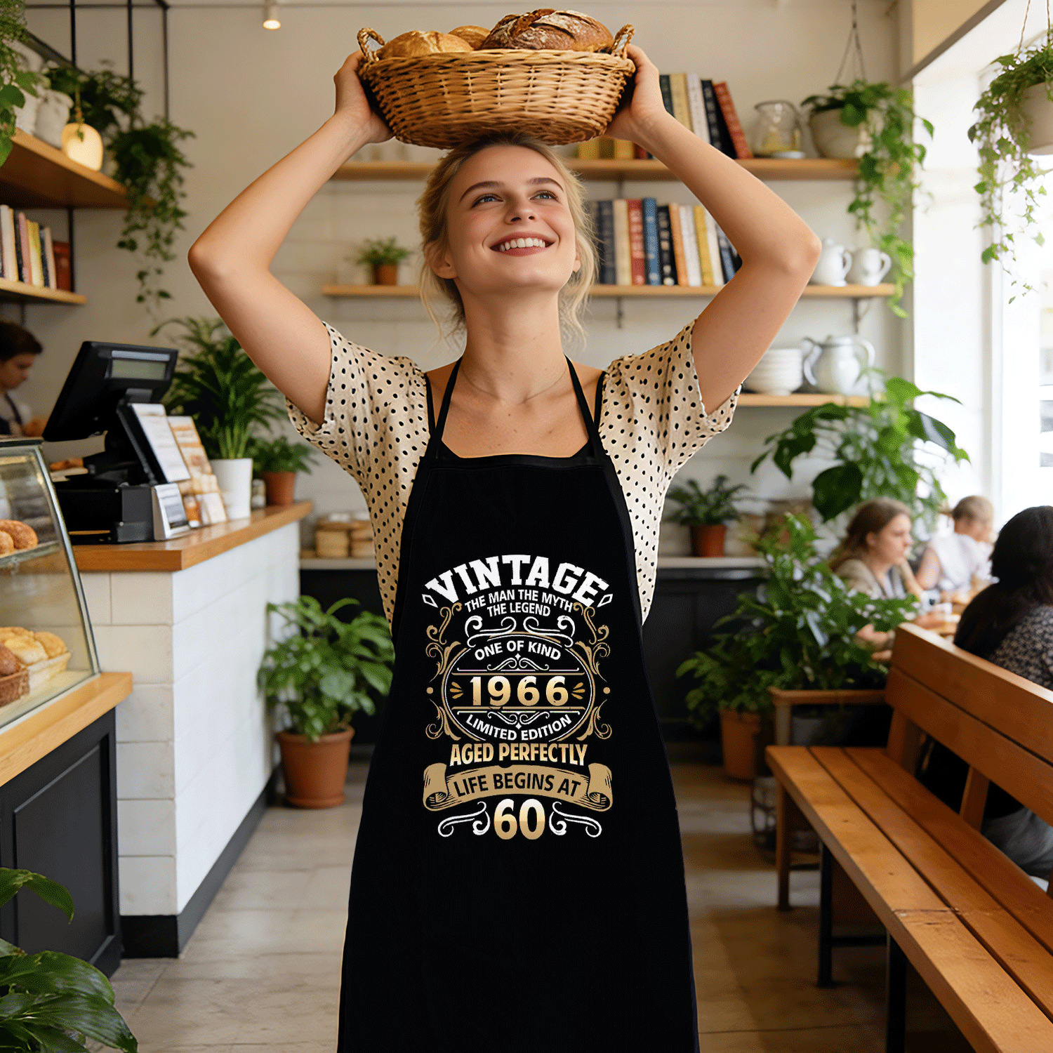 TEMU 60th Birthday Vintage 1966 Apron - 60 Years Themed Gift For 1966 Person, Durable & Comfortable Retro Apron Suitable For Bbq, Cooking, - Unisex