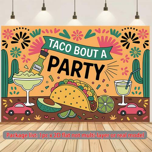 2d flat 2d flat banner 1pc taco party illustration for events birthday party thanksgiving entryway room decor indoor outdoor celebrations gift for polyester banner celebration entrance sign room decoration accent flat event decor taco party banner taco illustration design mixed color palette durable polyester material lightweight decor piece 2d flat