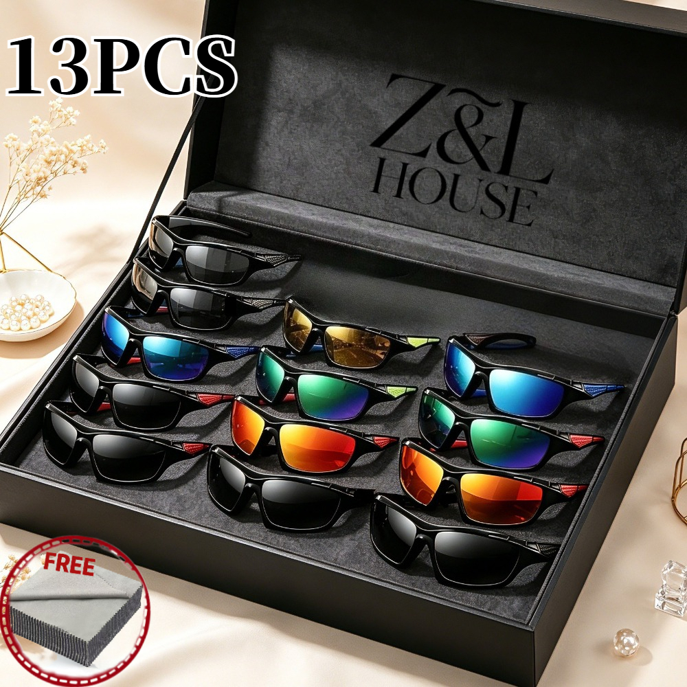 TEMU 5pcs/13pcs Men's And Women' Sports Glasses, Colored Lenses, Lightweight Frames, Men's And Women's Outdoor Cycling, Driving, Fishing, Running