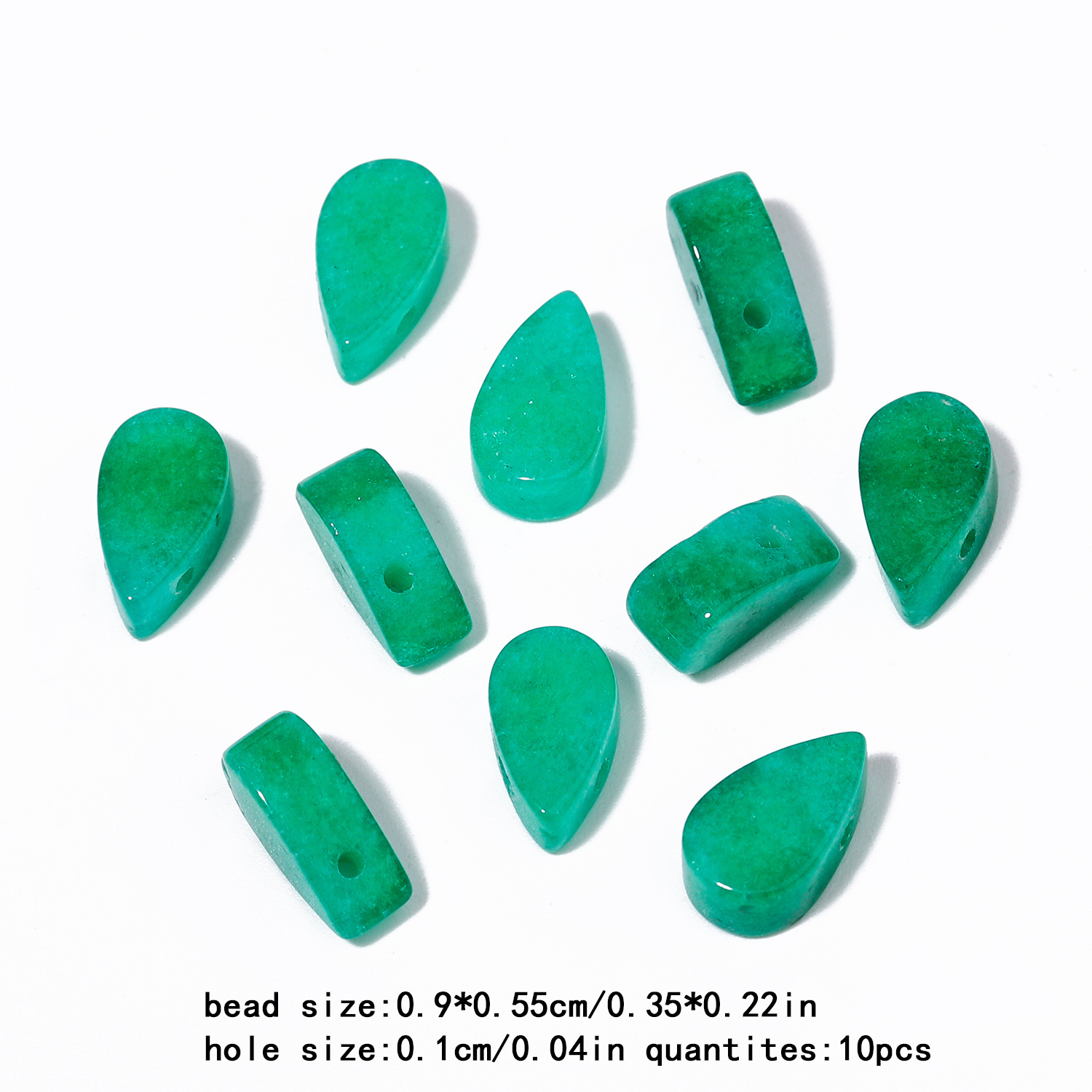 TEMU Set Of 10 Emerald Beads In A Water Drop Shape, Measuring 9x5.5mm, Perfect For Your Own Jewelry Like Bracelets And Necklaces