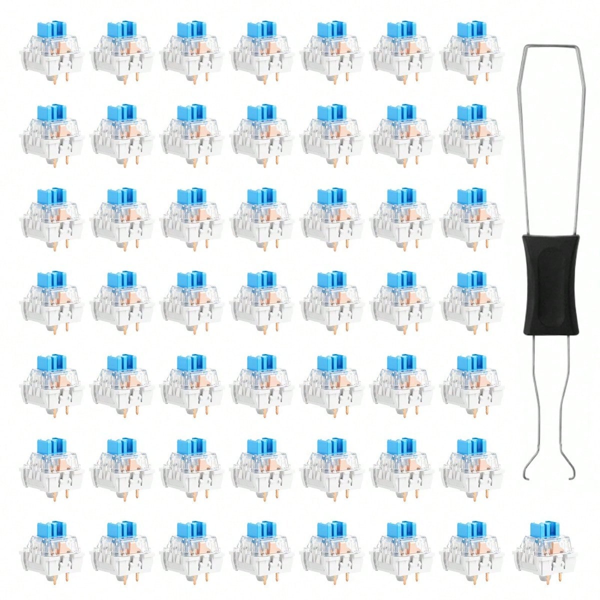 TEMU 50pcs Original Height Abs Keycaps Linear Clicky Mechanical Keyboard Switches With Keycap Puller Dustproof 3 5 Pin Switch Replacement For Gaming