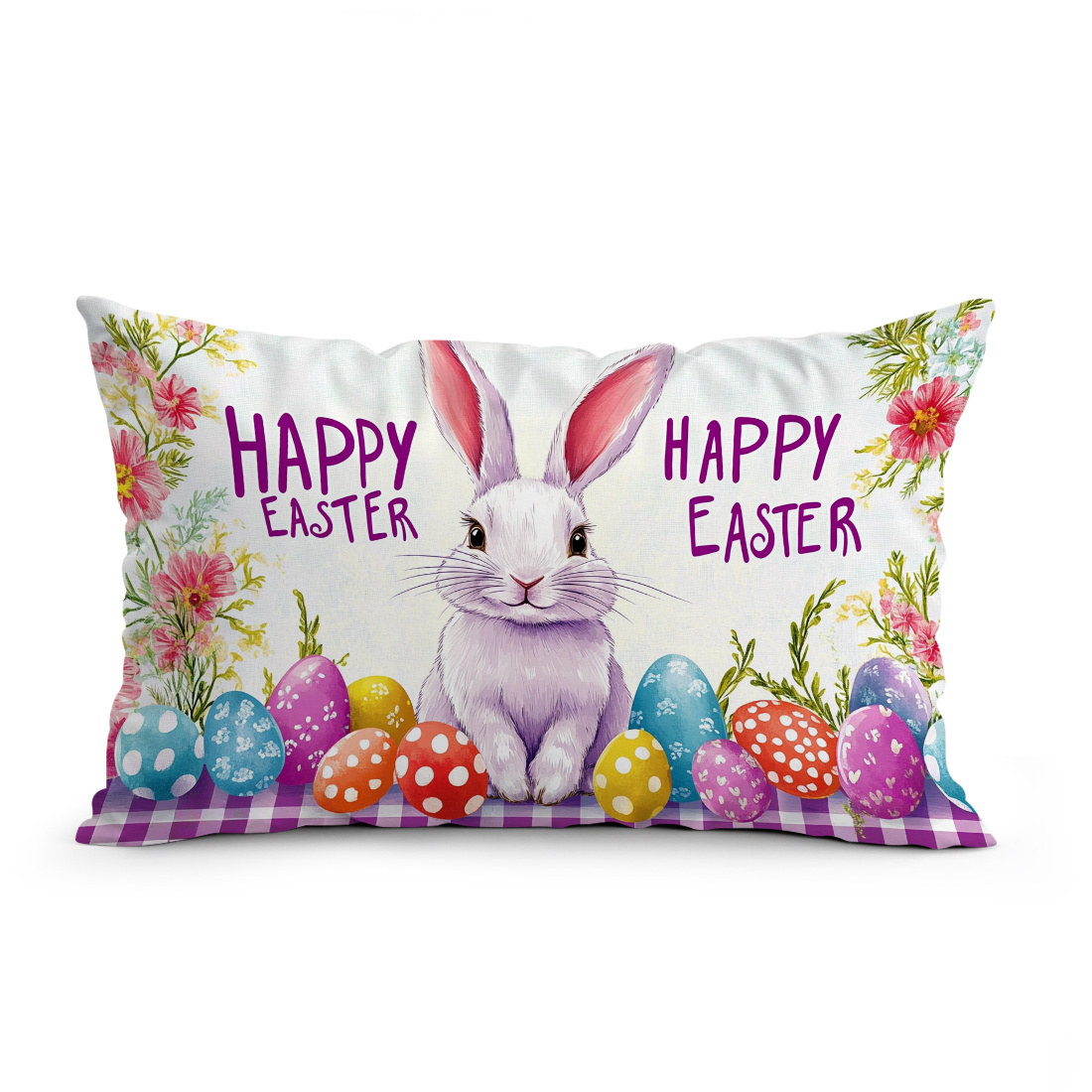 1pc Watercolor Rabbit Painted Egg Illustration Single-sided Printed Pillowcase Sofa Cover - Pillowcase 30 X 50cm