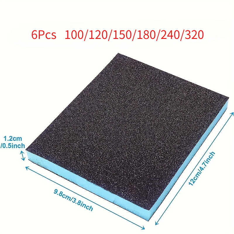 Image of 5/6pcs Wet And Dry, Coarse Sand, Medium Sand, Fine Sand Block-100/ 120/ 150/ 180/ 240/ 320, 6 Different Specifications, Washable, Reusable, Very Suitable For Wood Metal Polishing