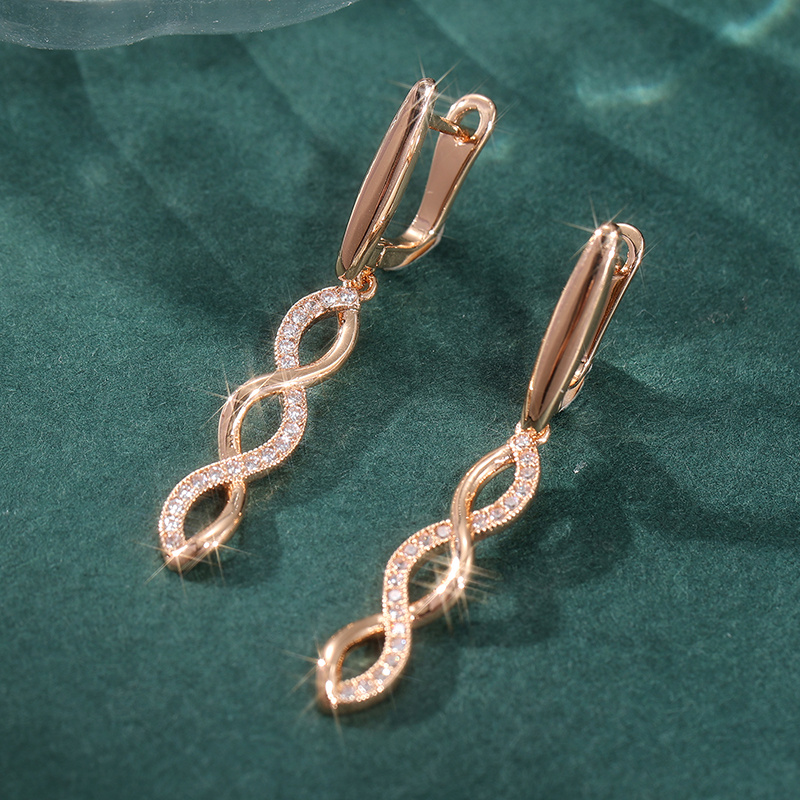 Image of Fashionable And Classic Design Long Earrings For Women, Elegant Earrings Set With Synthetic Zirconia, Perfect As A Gift For Festivals