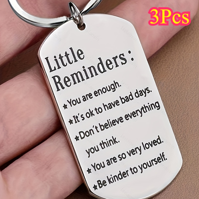 

3pcs Stainless Steel Inspirational Keychains, Engraved Motivational Quotes, Metal Key Rings, Unisex Gift For