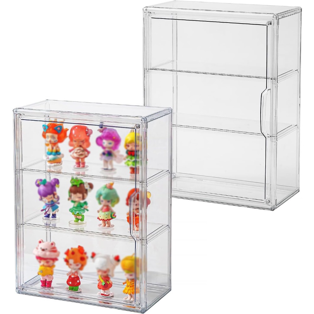 Image of 3-tier Dustproof Acrylic Display Box - Magnetic Door, Wall-mounted, Perfect For Action Figures & Collectibles