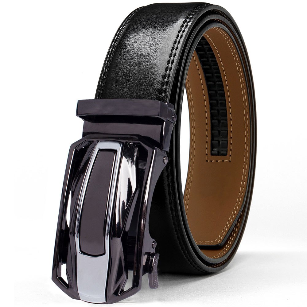 2-Pack Men's Adjustable Ratchet Leather Belts 1 3/8" Wide, Multiple Color Combos, Sizes 26"–54