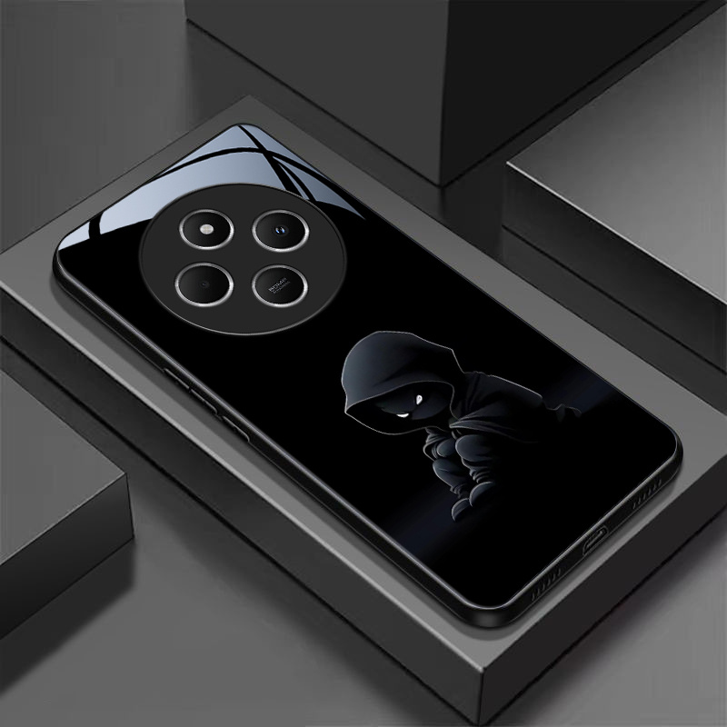 TEMU Étui rigide avec verre trempé pour Redmi 14R A4 14C 4G POCO C75 A3 Pro avec un petit garçon mystérieux