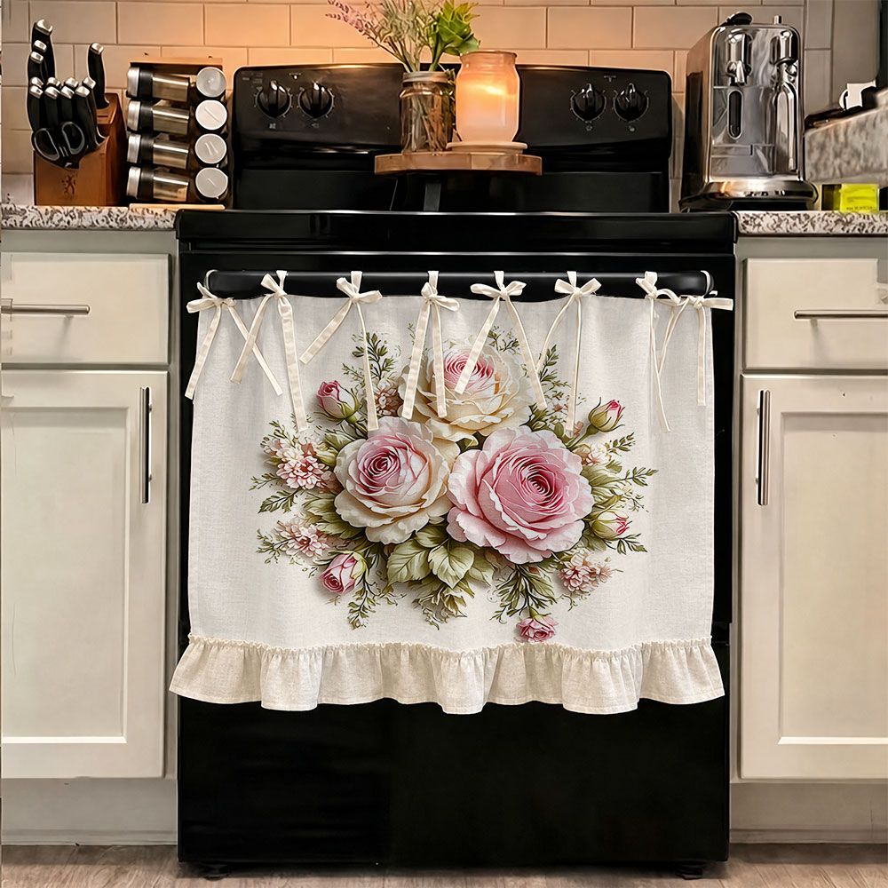 TEMU 2d Vintage Pattern Multi-functional Decorative Curtain, Suitable For Kitchen Apron, Oven Cover, Washing, Dishwasher, Bathroom Window Decoration,
