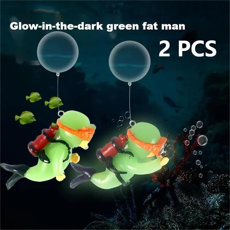 Image of 2pcs -the-dark Diver Aquarium Decorations, Floating Pvc Fish Tank Ornaments With Fluorescent Colors - Ideal Aquatic Landscape Enhancers
