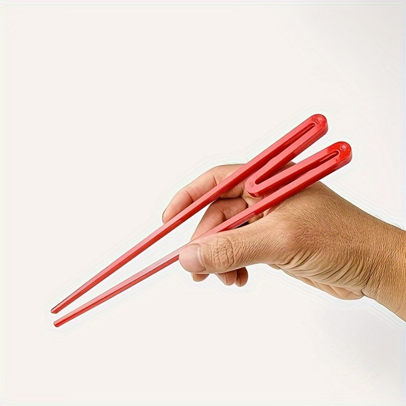 

1 Pair Of Red Training Chopsticks - Plastic, Solid Pattern, Quick Helper For Beginners & Enthusiasts, Ideal For Learning & Practice, Suitable For All , Chopsticks Set