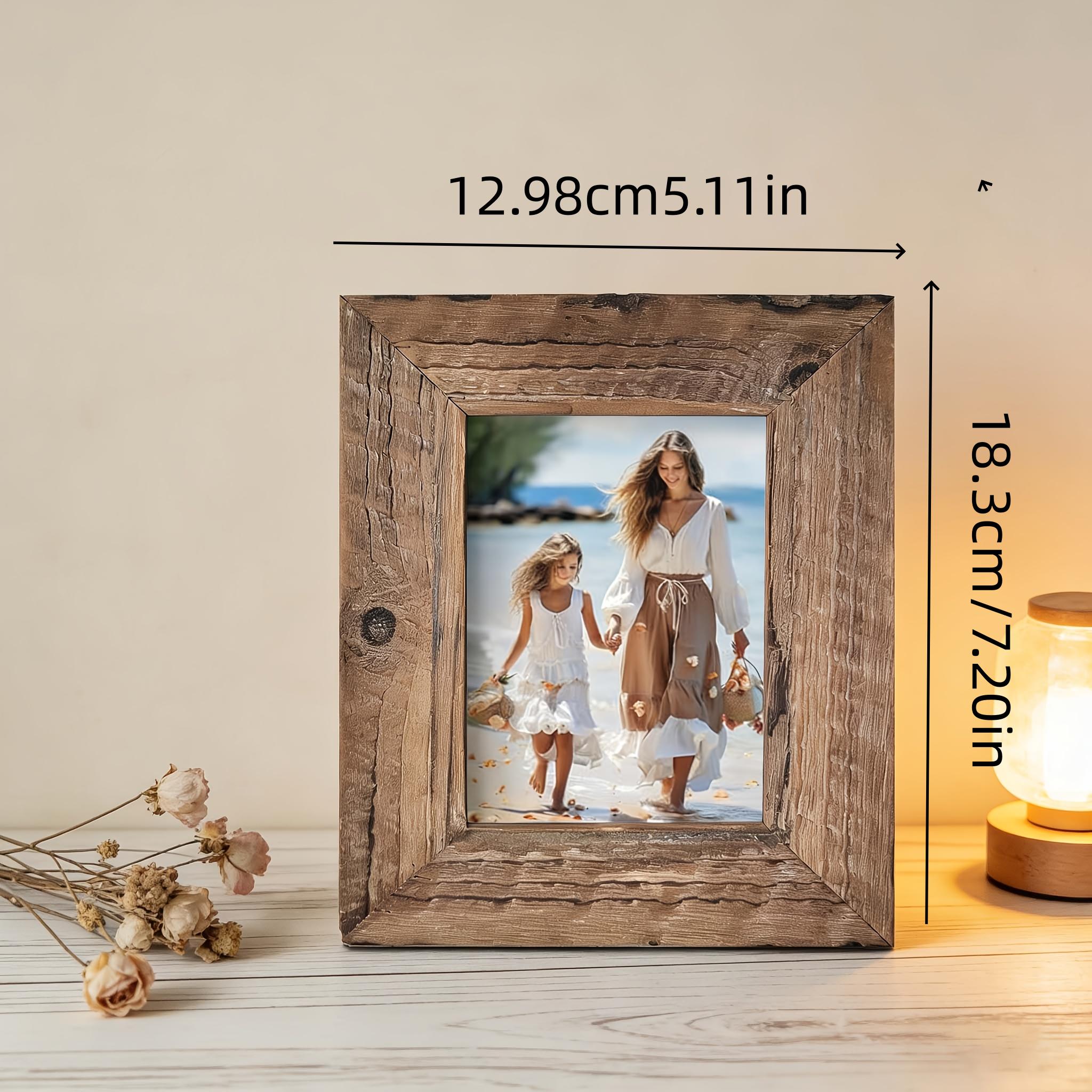 TEMU Cadre Photo Vintage en Bois - Présentoir de Table Horizontal à Large Compatibilité pour Décoration de Bureau à Domicile, Cadre Photo de en Bois,