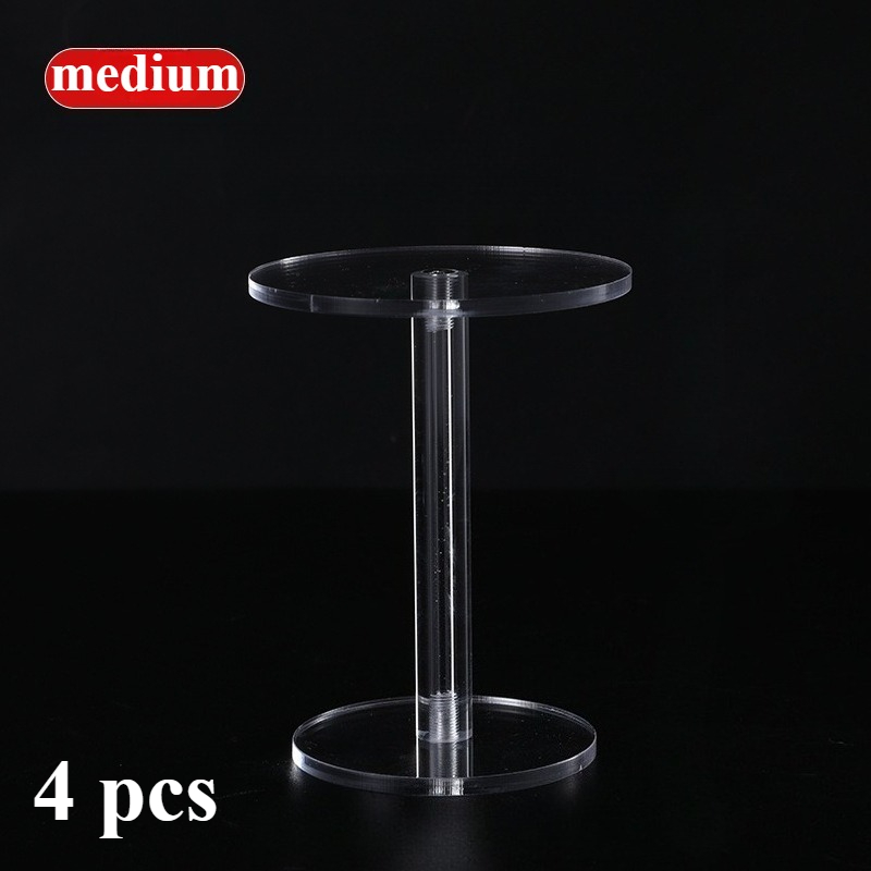 TEMU 4pcs Set Of Transparent Acrylic Round Display Stands, Suitable For Jewelry, Figurines, Perfume, And Collectibles – Desktop Display Base,