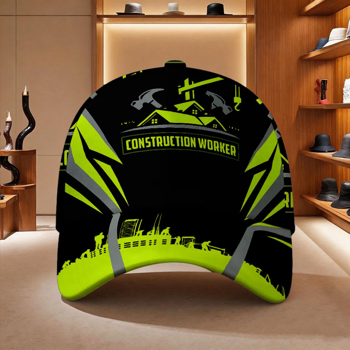 TEMU 1 Like: Classic Printed Baseball Cap Featuring A Construction Site Teamwork Scene. And Lightweight . Made Of Non-stretch Fabric. Adjustable