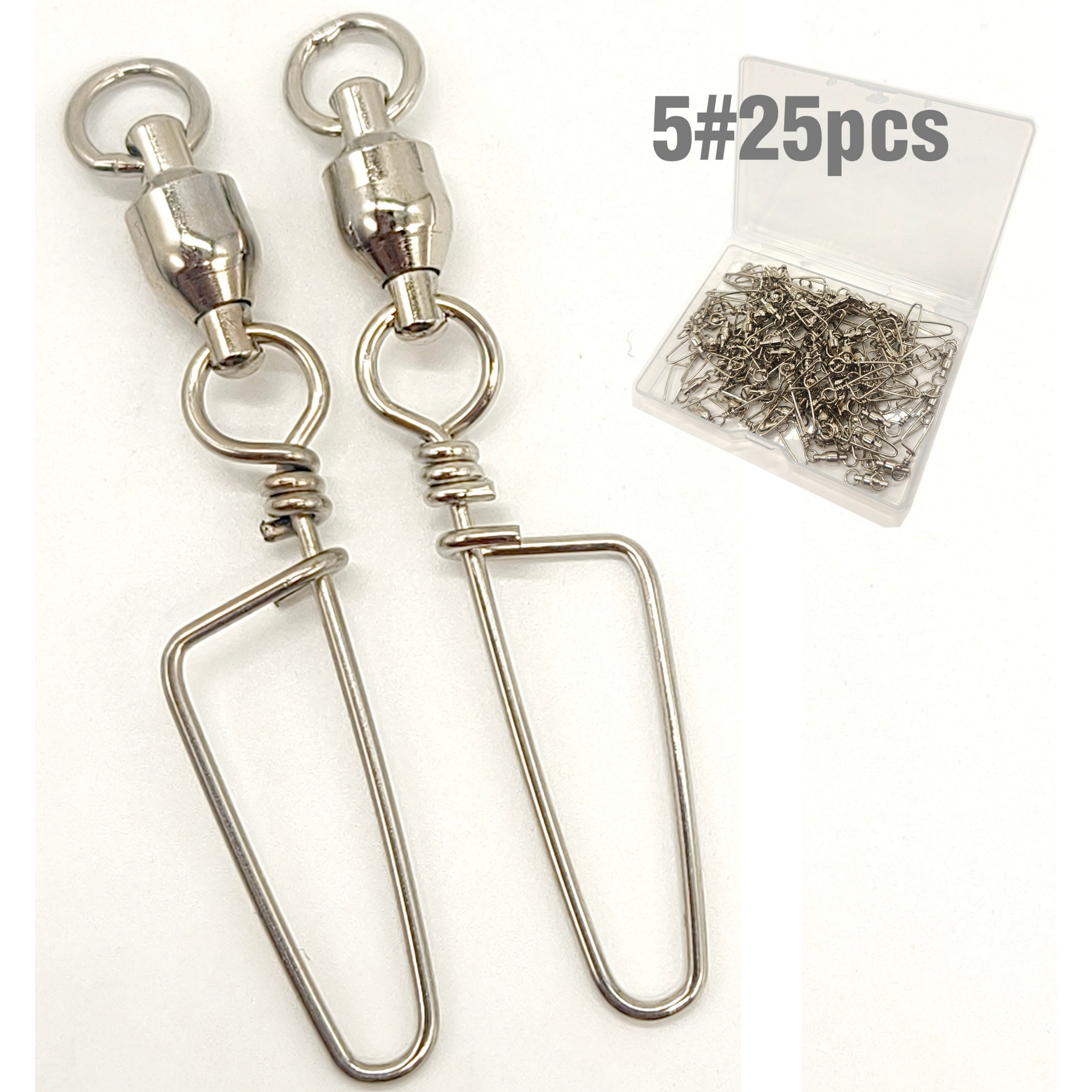 Image of 25pcs Fishing Snap Swivels Ball Bearing Swivels Stainless Fishing Swivels Saltwater Resistance Swivel For Freshwater Fishing