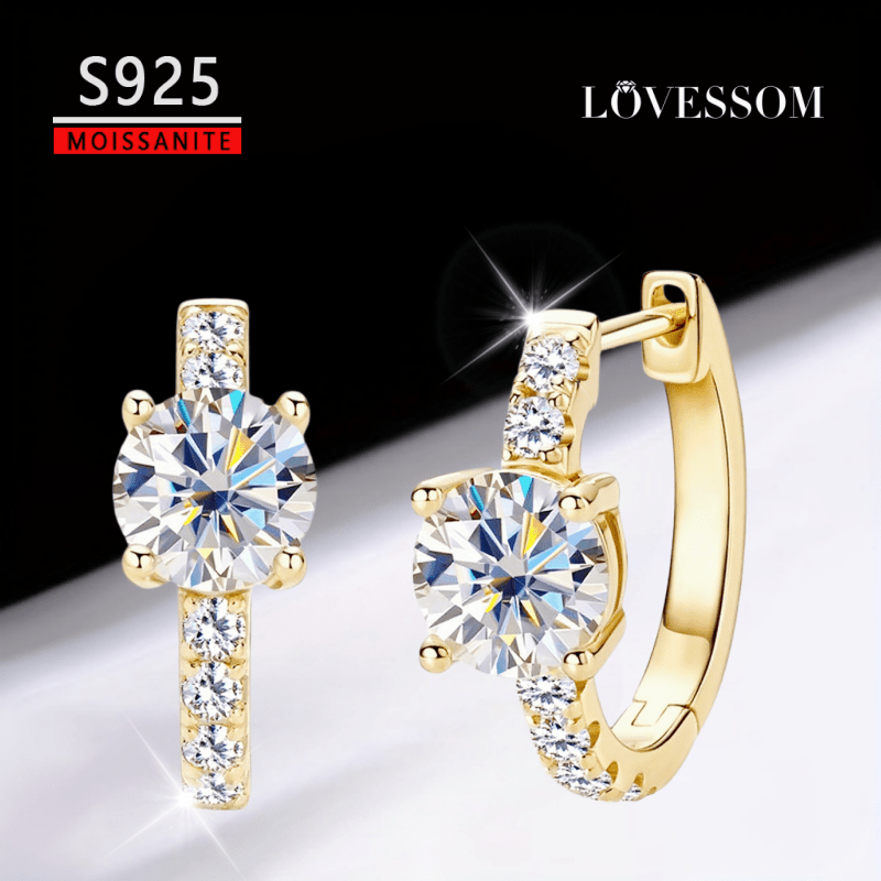 Unisex 925 Silver Moissanite Simple Hoop Earrings