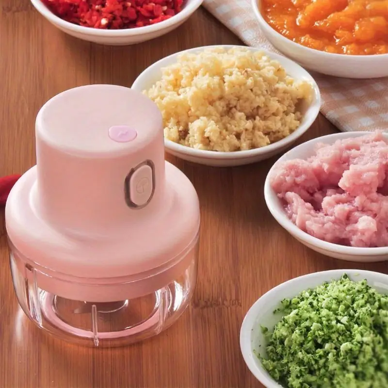 wireless usb-powered food processor & garlic chopper with 2-cup large capacity, ergonomic lever & operation, with clear lid & safety lock - cordless chopper for vegetables, onion, tomato, pepper, herb, soft fruit - ideal for small kitchens, usb charging base included, vegetable slicer and chopper, manual food chopper Product details 5
