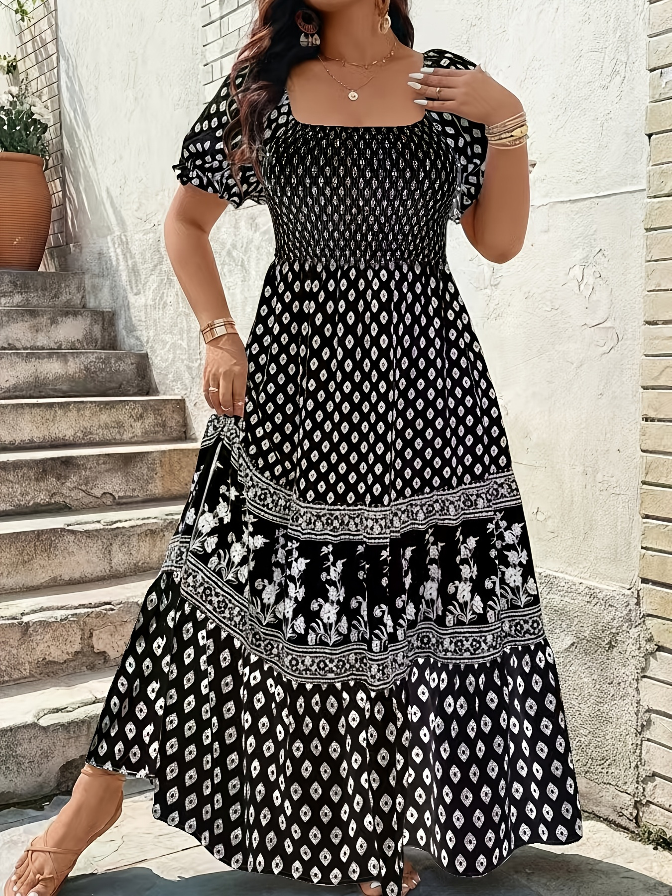 elegant summer dresses plus size Elegant Black Draped Mini Dress with Rose Detail – Van Atelier