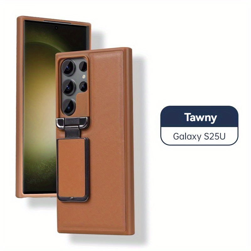 TEMU Phone Case - Creative Full-cover Lens Frame For S25u Phone Case, Stylish Flip Stand Case For S25, Suitable For Business And Casual Use