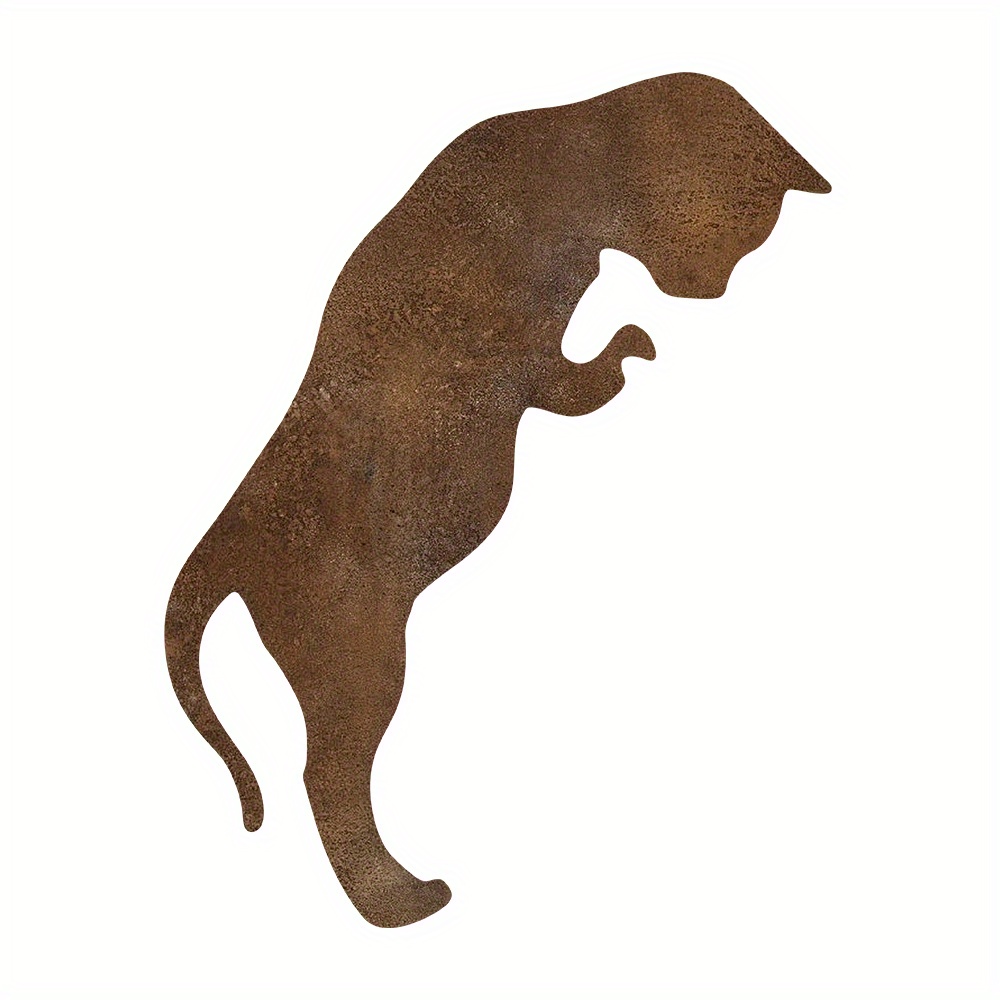 TEMU Statue de chat de jardin en métal rouillé rustique | Décoration de patio d'extérieur | Ornement de pelouse autoportant durable | Idéal pour de