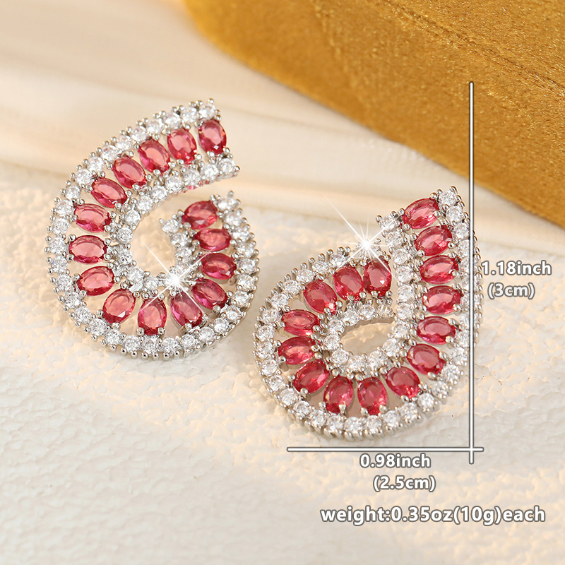 Elegant Luxury Pink Synthetic Zirconia Inlaid Drop Earrings