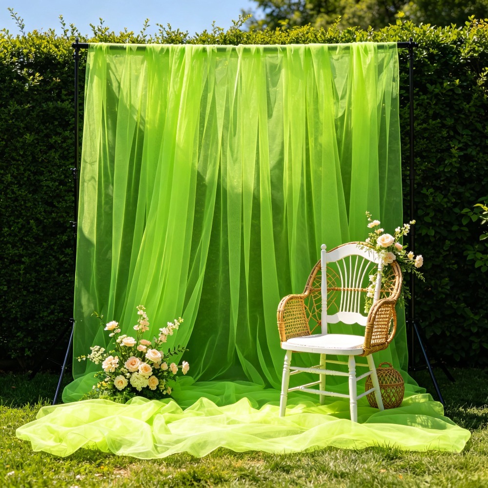 TEMU Fluorescent Green, Celebration, New Year, Stage, Chair Bows And Table Decor, Sewing Mesh Gauze, Elegant Translucent Texture, Durable Decoration,